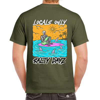 Salty Dayz Classic T-Shirt ~ Locals Only Skeleton - Surf Shirt UNISEX. Thumbnail