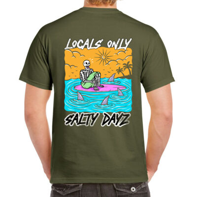 Salty Dayz Classic T-Shirt ~ Locals Only Skeleton - Surf Shirt UNISEX. Thumbnail
