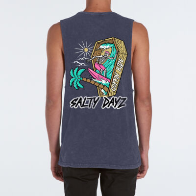 Stone Wash Men's Singlet  ~ Coffin Ride Palm. Thumbnail