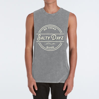 Stone Wash Men's Singlet ~ No Fucks Given Logo. Thumbnail