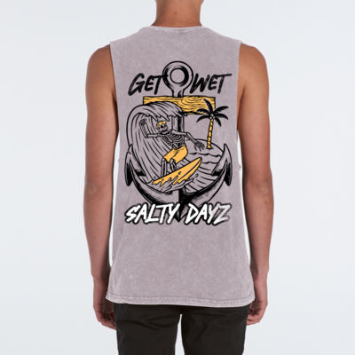 Stone Wash Men's Singlet ~ Get Wet Anchor.  Thumbnail