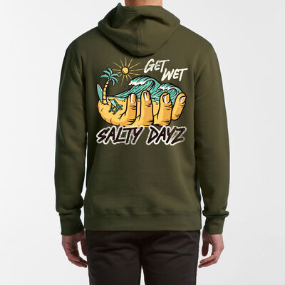 Salty Dayz Classic Unisex Hoodie ~ Get Wet Hand – Hooded Jumper. Thumbnail